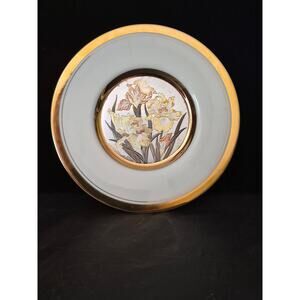 24k Gold Japan Decorative Iris Flowers The Art Of Chokin Plate Edged